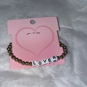 Gold Beaded Bracelet with 'LOVER' Letter Beads